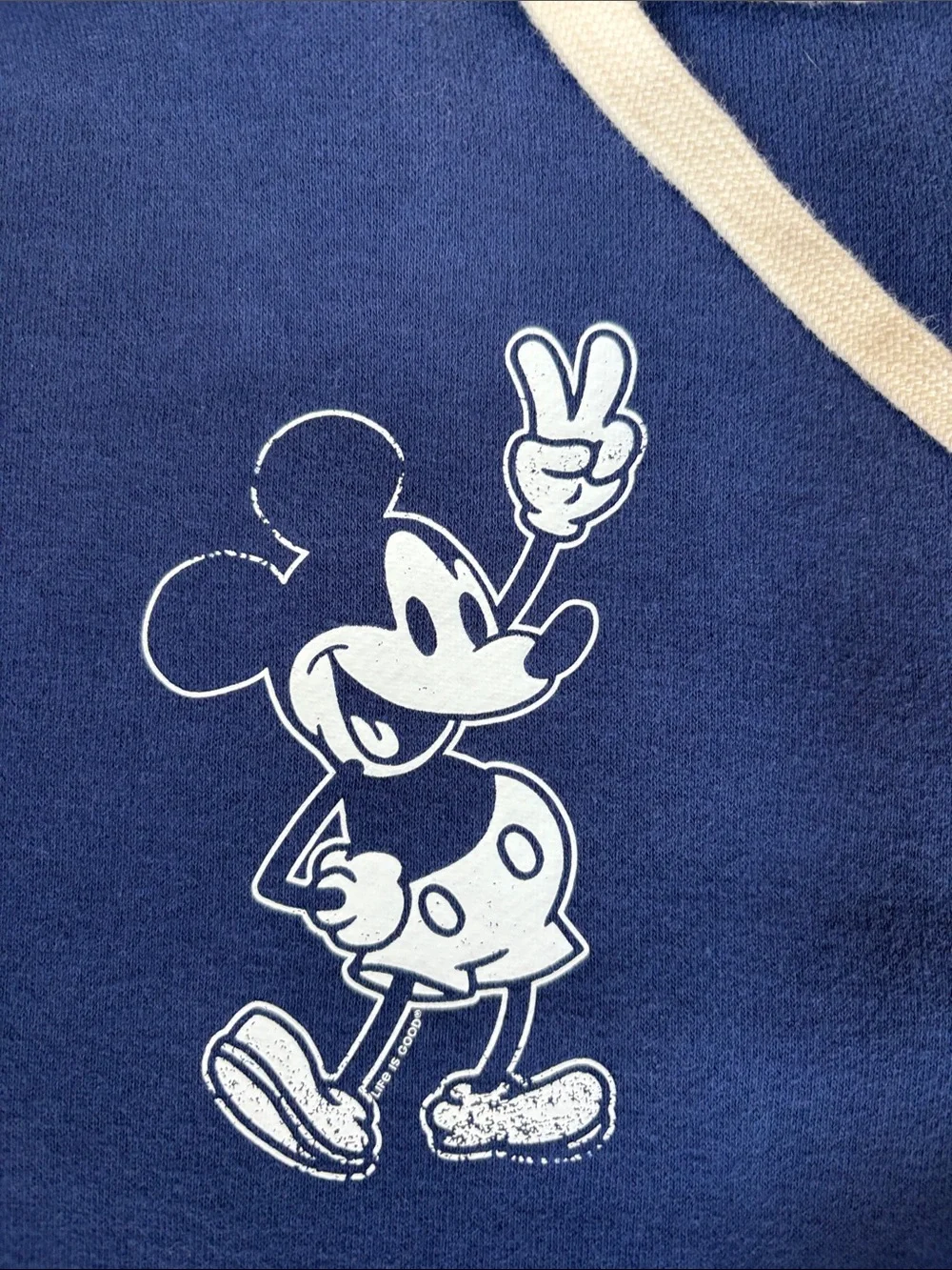 Rare Life Is Good Mickey Mouse Hoodie‎ Sweatshirt Navy Blue Women’s Medium NEW